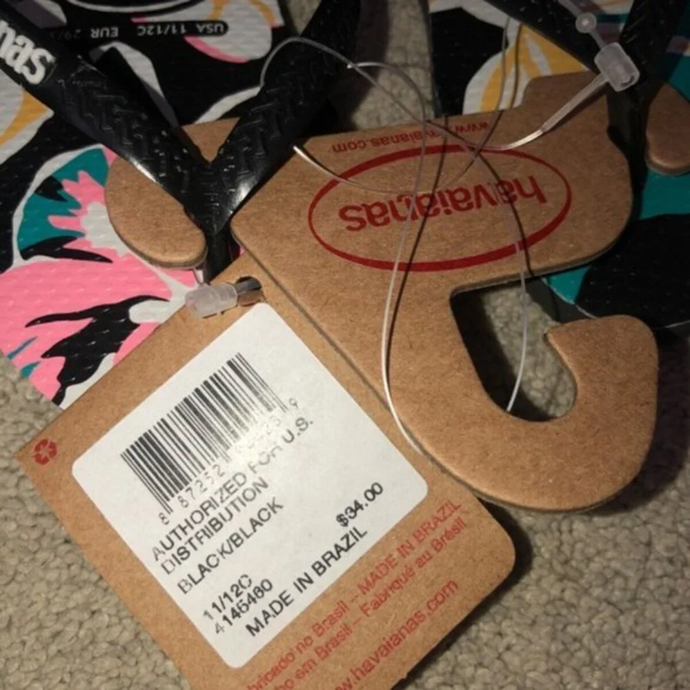 Havaians Hawaiian Print‎ Floral Flip Flops Kids US size 11 12 C 11/12C NWT